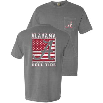 Alabama Wood Flag Comfort Colors Pocket Tee