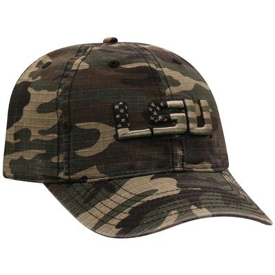 LSU Top of the World Camo Woodland Flag Logo Hat