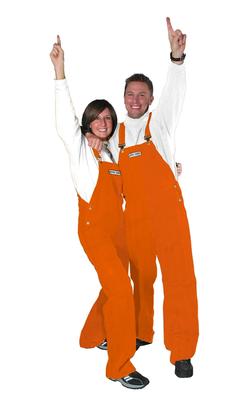 Adult Game Bibs Solid Orange Overalls