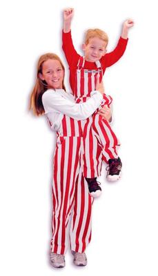 Crimson and White Youth Game Bibs Striped Overalls