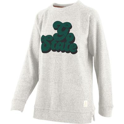 Michigan State Retro Angie Chenille Comfy Terry Crew Sweatshirt