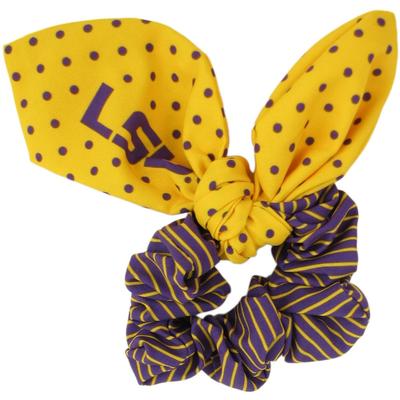LSU Zoozatz Polka Dot Scrunchie with Bow