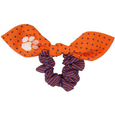 Clemson Zoozatz Polka Dot Scrunchie with Bow