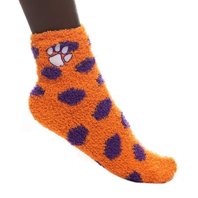Clemson Zoozatz Reverse Fuzzy Dot Socks