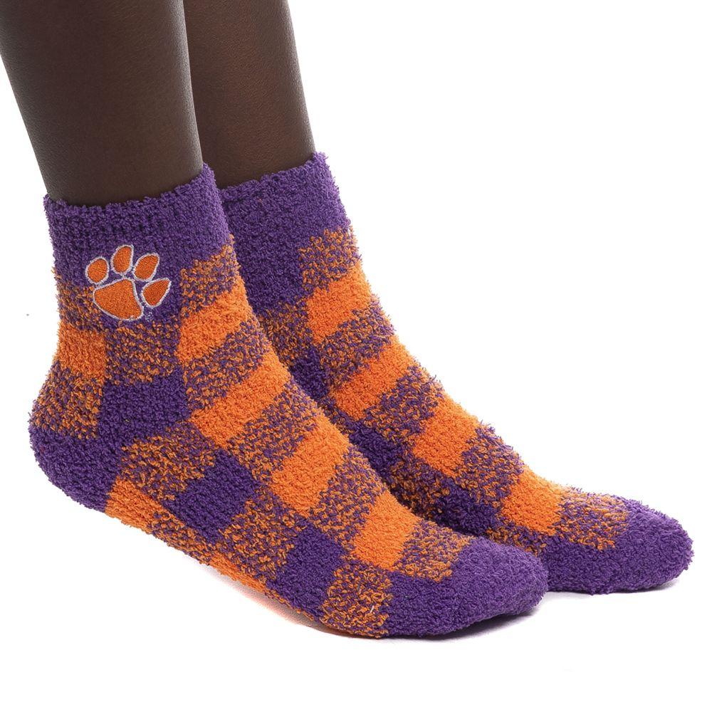 Clemson Zoozatz Fuzzy Buffalo Check Socks