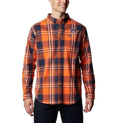 Auburn Columbia Men's Rapid Rivers Plaid Long Sleeve Shirt
