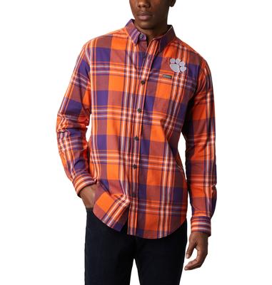 Clemson Columbia Men's Rapid Rivers Plaid Long Sleeve Shirt