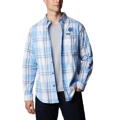 UNC Columbia Men's Rapid Rivers Plaid Long Sleeve Shirt
