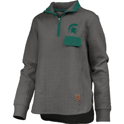 Michigan State Women's Pressbox Caribou Quilted 1/4 Zip
