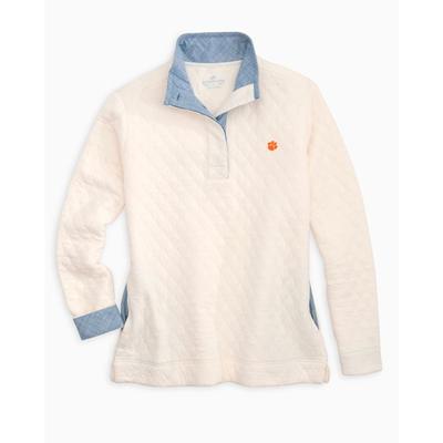 Clemson Women's Southern Tide Quilted Pullover