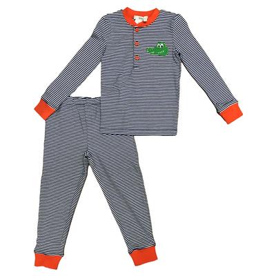 Ishtex Toddler Royal, Orange, and White Striped Pajamas