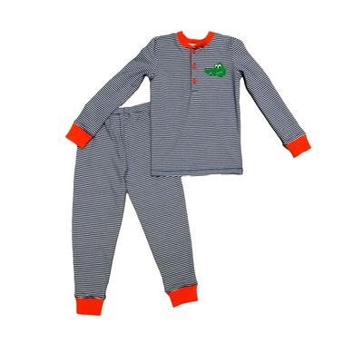 Ishtex Kids Royal, Orange, and White Striped Pajamas