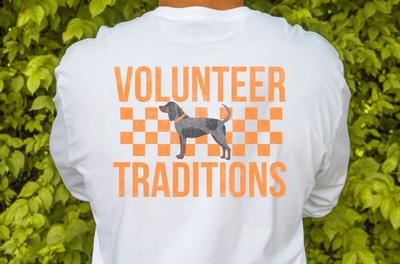 Tennessee Volunteer Traditions Bluetick Checkerboard White Long Sleeve Tee