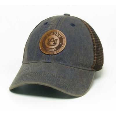 Auburn Legacy Leather Circle Patch Trucker Hat