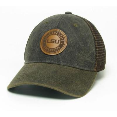LSU Legacy Leather Circle Patch Trucker Hat