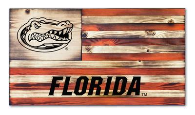 Florida Timeless Etchings Wooden Flag