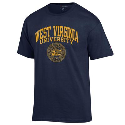 West Virginia Champion Men's Arch College Seal Tee Shirt
