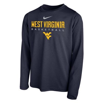West Virginia YOUTH Nike Basketball Hook LS Legend Tee