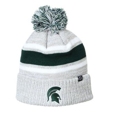Michigan State Zephyr Striped Pom Beanie