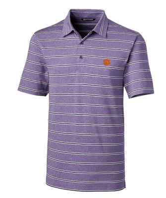 Clemson Cutter & Buck Men's Forge Heather Stripe Polo