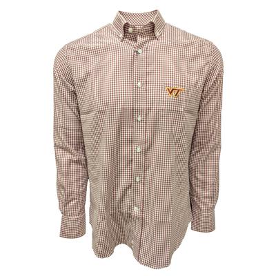 Virginia Tech Stretch Gingham L/S Woven Shirt