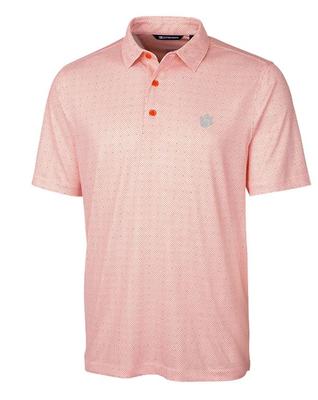 Clemson Cutter & Buck Men's Pike Double Dot Print Polo