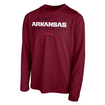 Arkansas Nike Youth Hook Basketball Long Sleeve Legend Tee