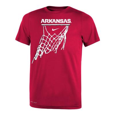 Arkansas Nike Youth Basketball Net Icon Short Sleeve Legend Tee