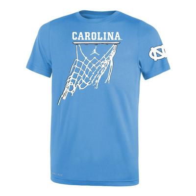 UNC Nike Jordan Brand Youth Basketball Net Icon Short Sleeve Legend Tee