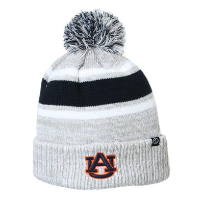 Auburn Zephyr Striped Pom Beanie
