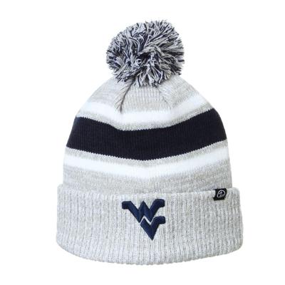 West Virginia Zephyr Striped Pom Beanie