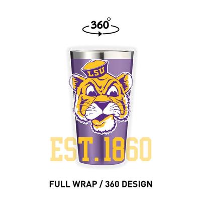 LSU Gametime Sidekicks Cartoon Mike 16 oz Pint Tumbler