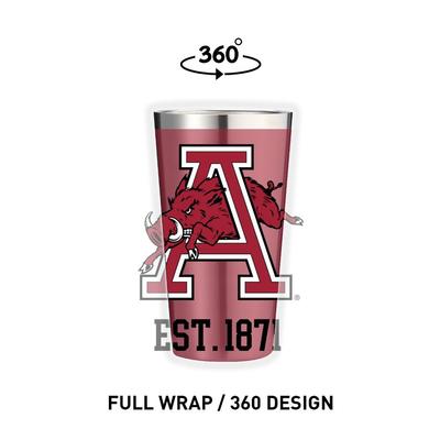 Arkansas Gametime Sidekicks Running Hog 16 oz Pint Tumbler