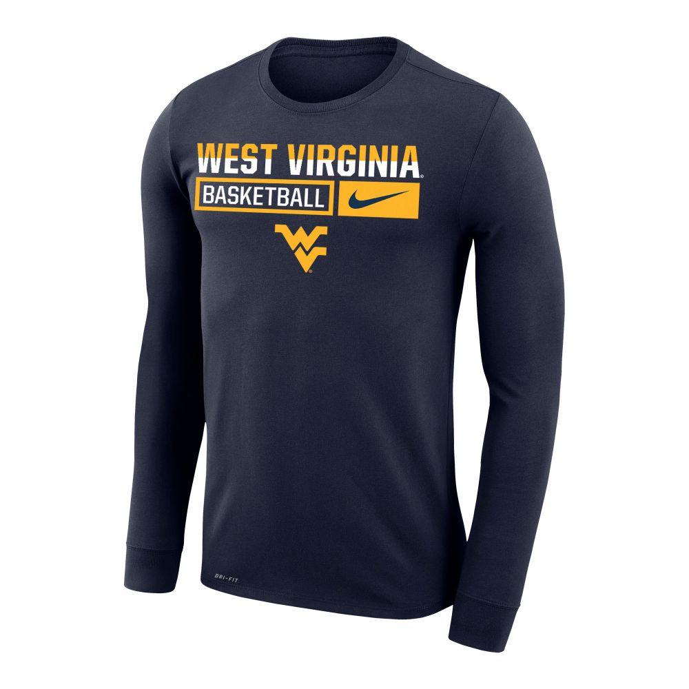 WVU | West Virginia Nike Men's Basketball Dri-Fit Legends Long Sleeve ...