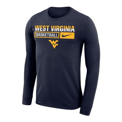 West Virginia Nike Men's Basketball Dri-Fit Legends Long Sleeve Tee