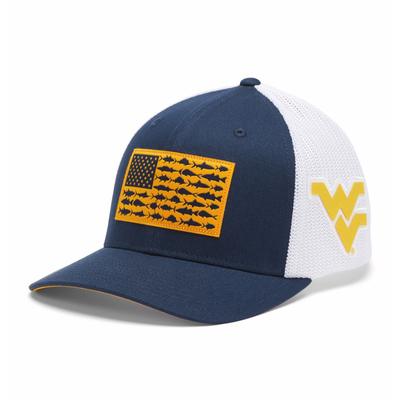 West Virginia Columbia PFG Fish Flag Mesh Hat