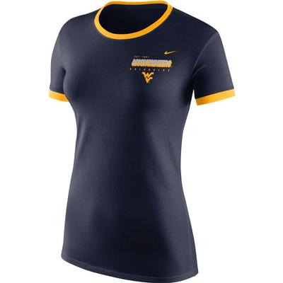 West Virginia Nike Women's Logo Ringer Short Sleeve Tee