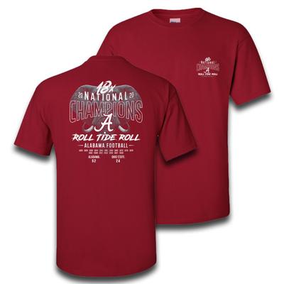 Alabama 2020 National Champions Faded Elephant Score Short Sleeve Tee
