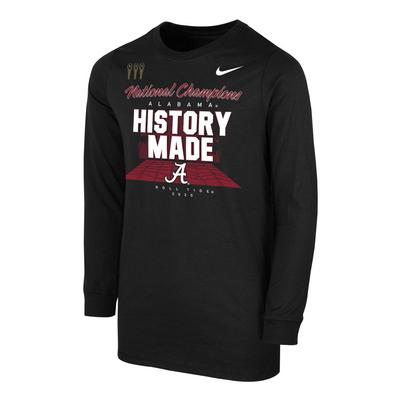 Alabama 2020 National Champions YOUTH Nike Long Sleeve Locker Room Tee