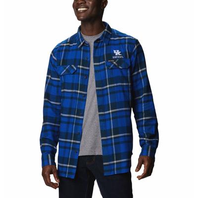 Kentucky Columbia Men's Flare Gun Flannel Plaid Long Sleeve Shirt