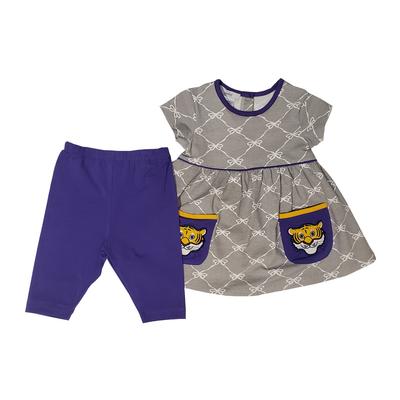 Ishtex Toddler Purple and Grey Short Sleeve Tee and Capri Set