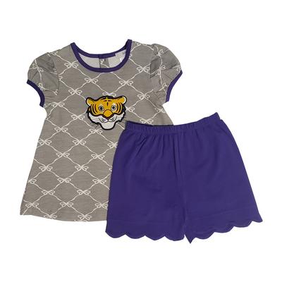 Ishtex Purple and Grey Toddler Tee and Bloomer Set