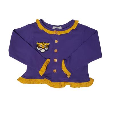 Ishtex Toddler Purple and Gold Long Sleeve Cardigan