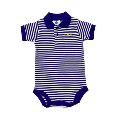 LSU Infant Striped Polo Bodysuit