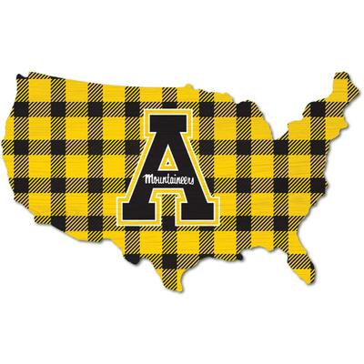 Appalachian State Legacy Buffalo Plaid USA Shape Wall Art
