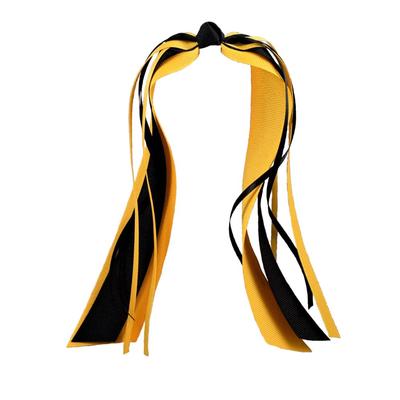 Ashley on Campus Black and Gold Streamer Ponytail Holder
