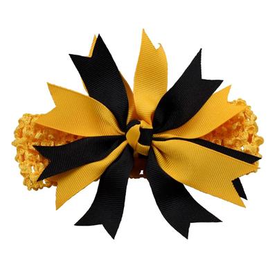 Ashley on Campus Black and Gold Crochet Pinwheel Headband