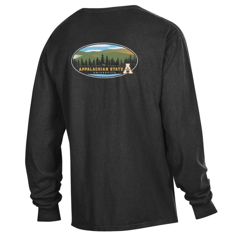 Appalachian State Oval Mountains Long Sleeve Comfort Colors Tee