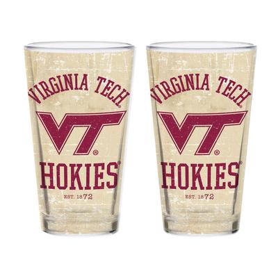 Virginia Tech Retro 16 oz Tan Core Pint Glass