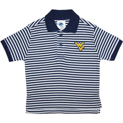 West Virginia Toddler Striped Golf Polo